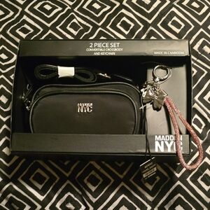 Madden NYC Black Convertible Crossbody Bag with Keychain